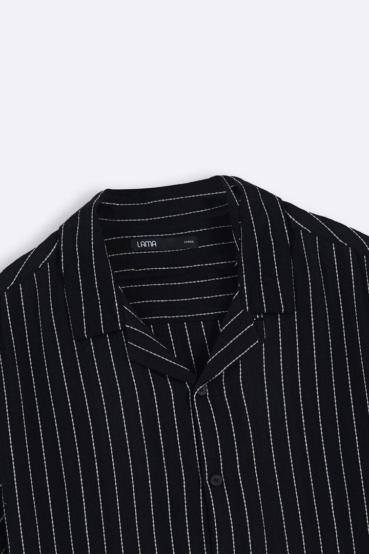 BLACK STRIPED JACQUARD SHIRT