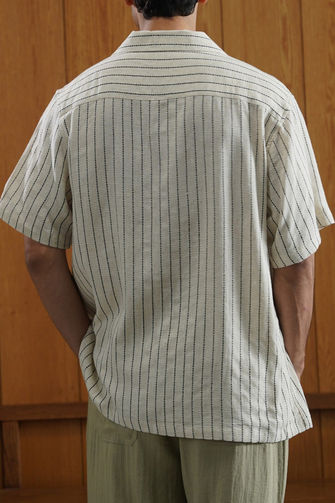 IVORY STRIPED JACQUARD SHIRT