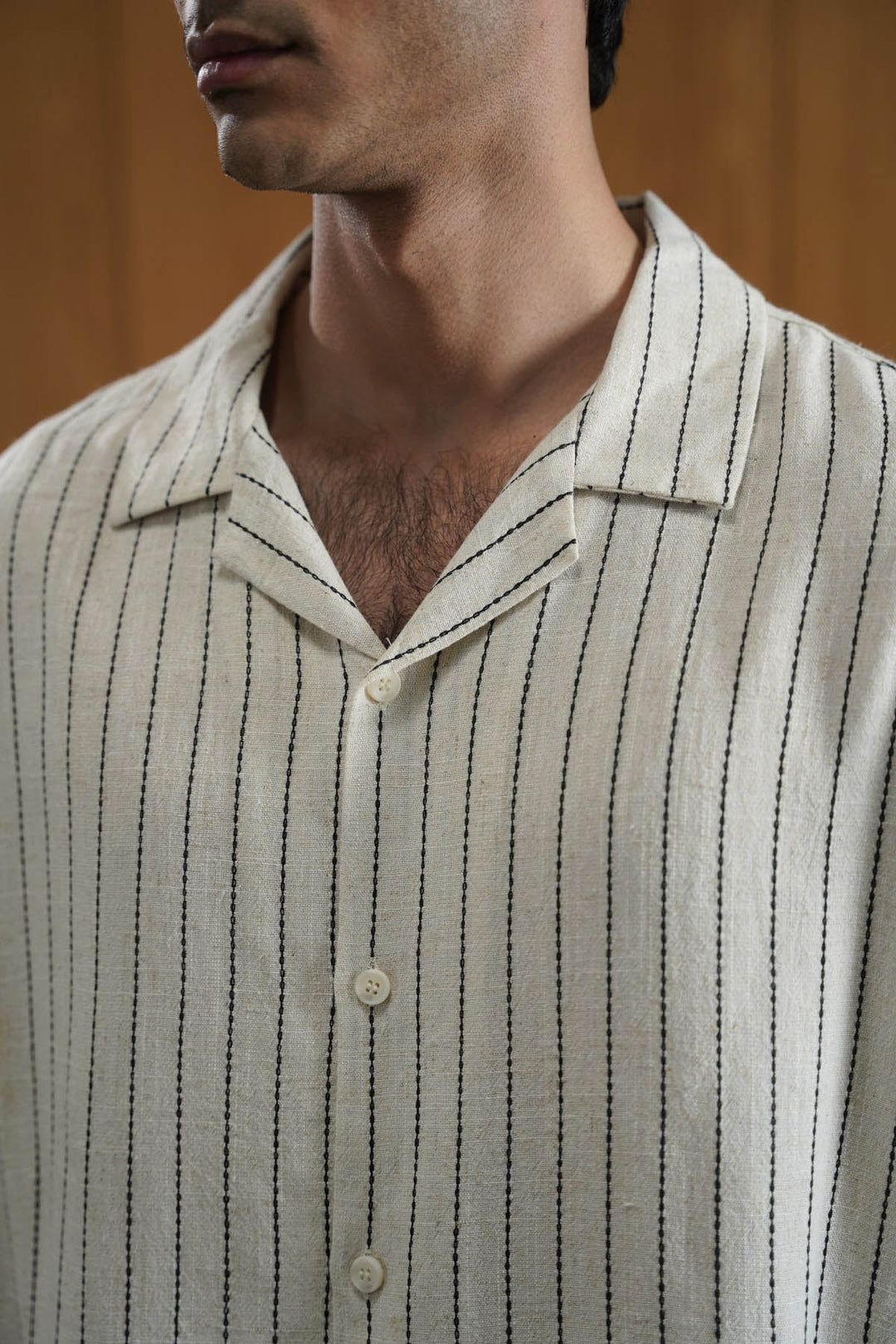 IVORY STRIPED JACQUARD SHIRT