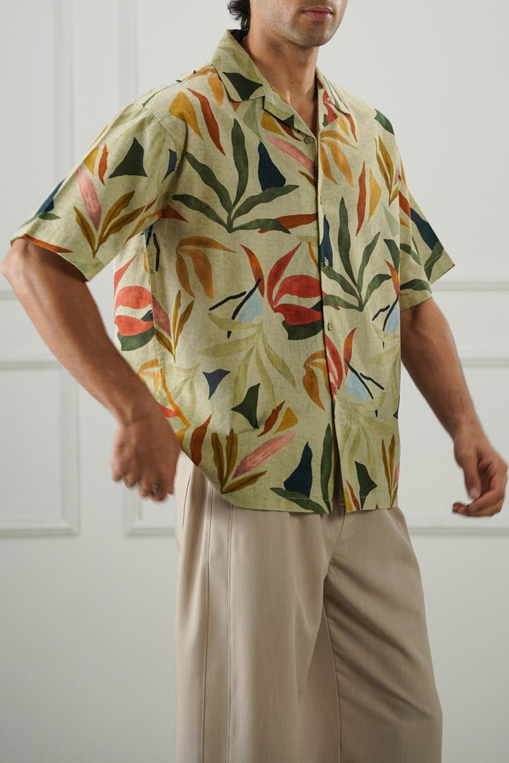 ECRU SLUB PRINTED SHIRT