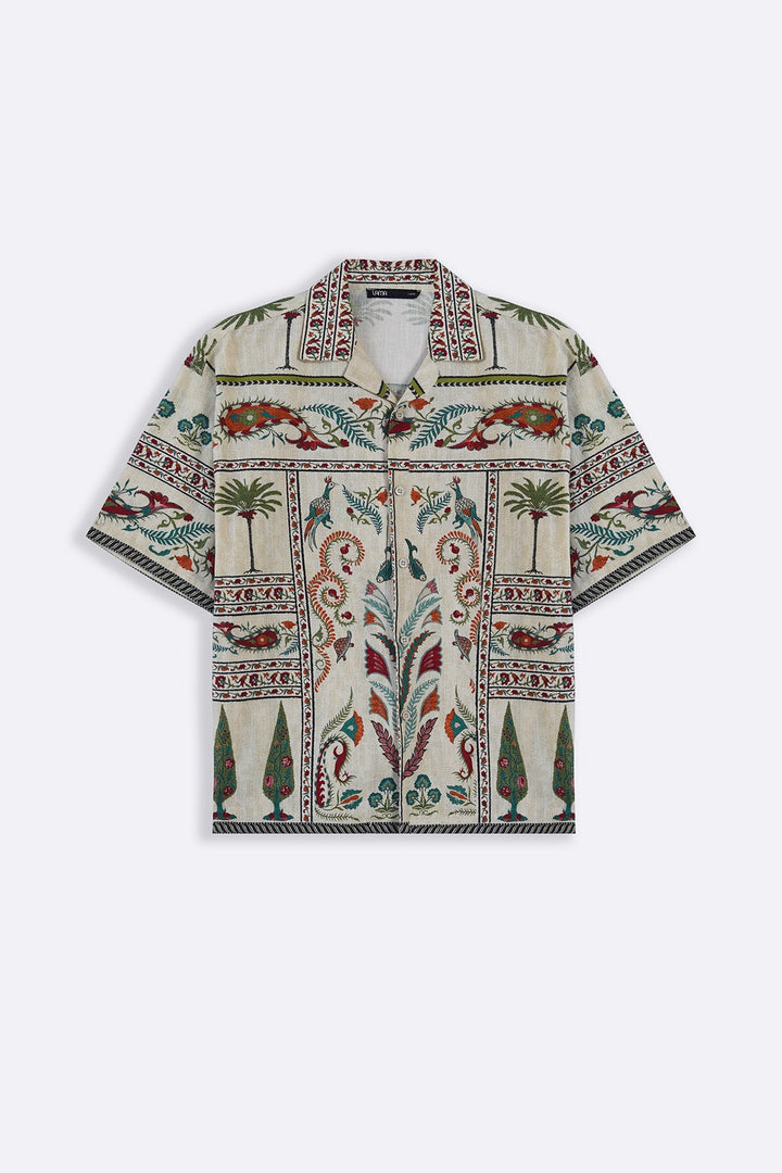 ECRU SLUB PRINTED SHIRT