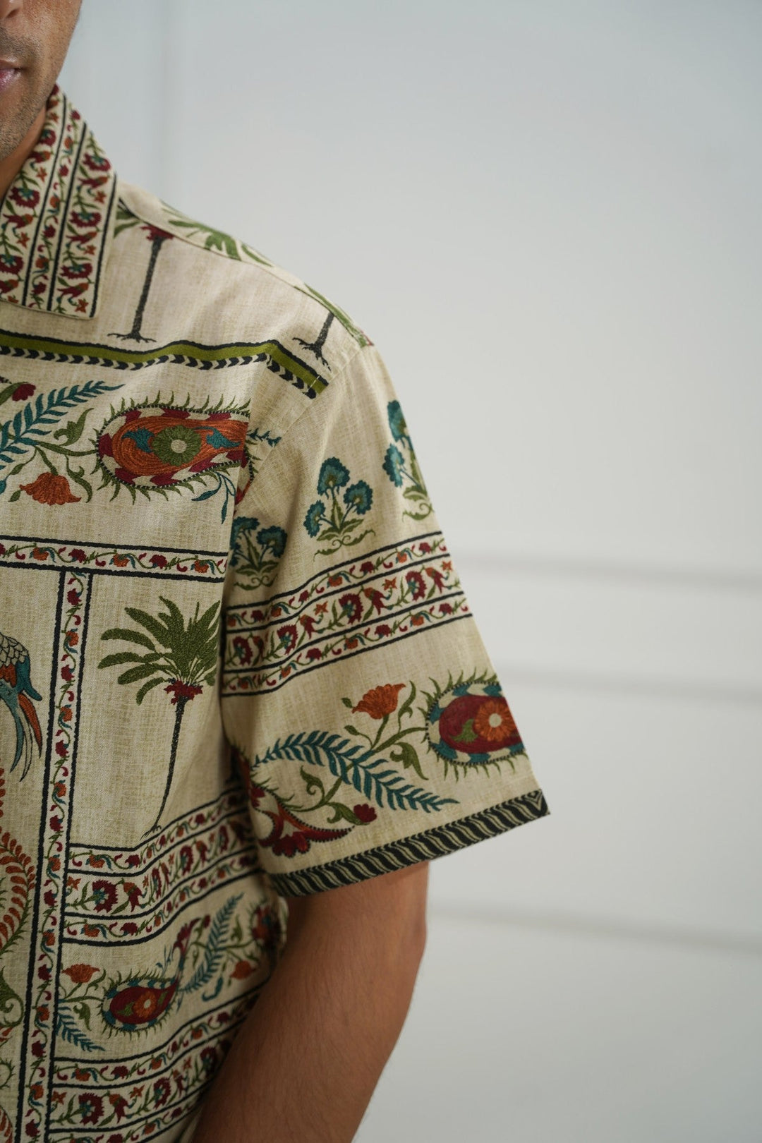 ECRU SLUB PRINTED SHIRT