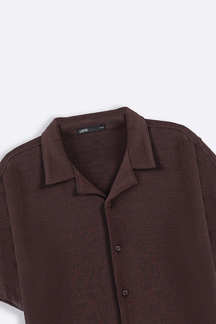 BROWN SEERSUCKER BUTTON DOWN