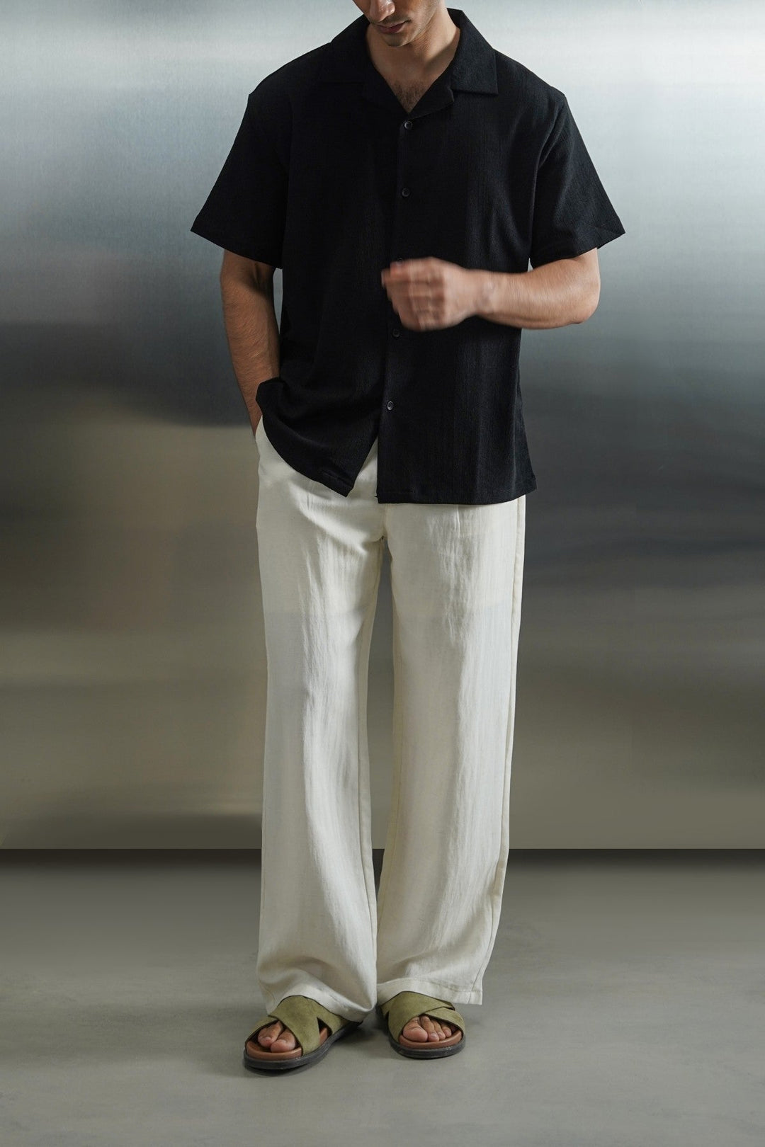 CHARCOAL TENCEL COTTON BUTTON DOWN