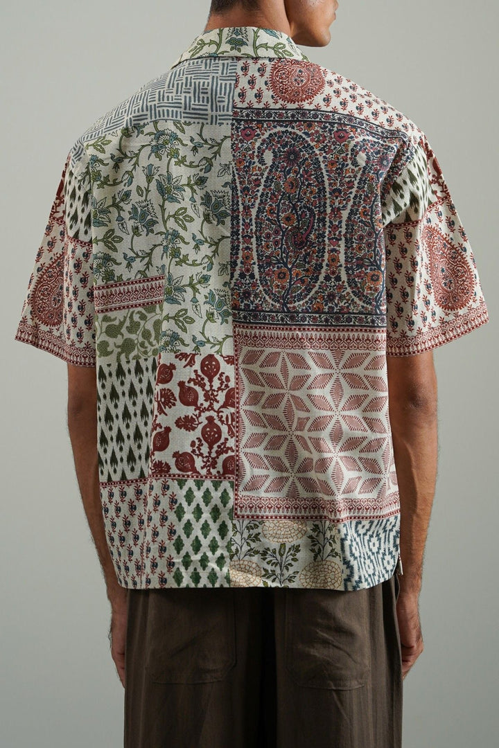 ECRU-PRINTED SLUB SHIRT