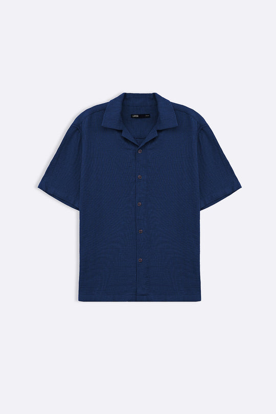 TEAL TEXTURED COTTON SAFARI SHIRT