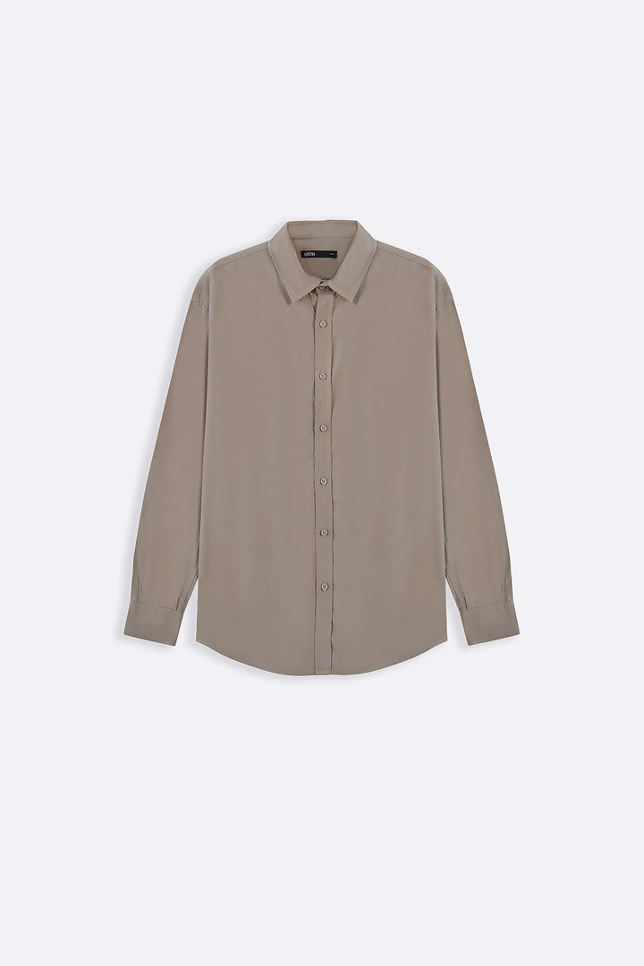 BEIGE SLUB SHIRT WITH LINEN