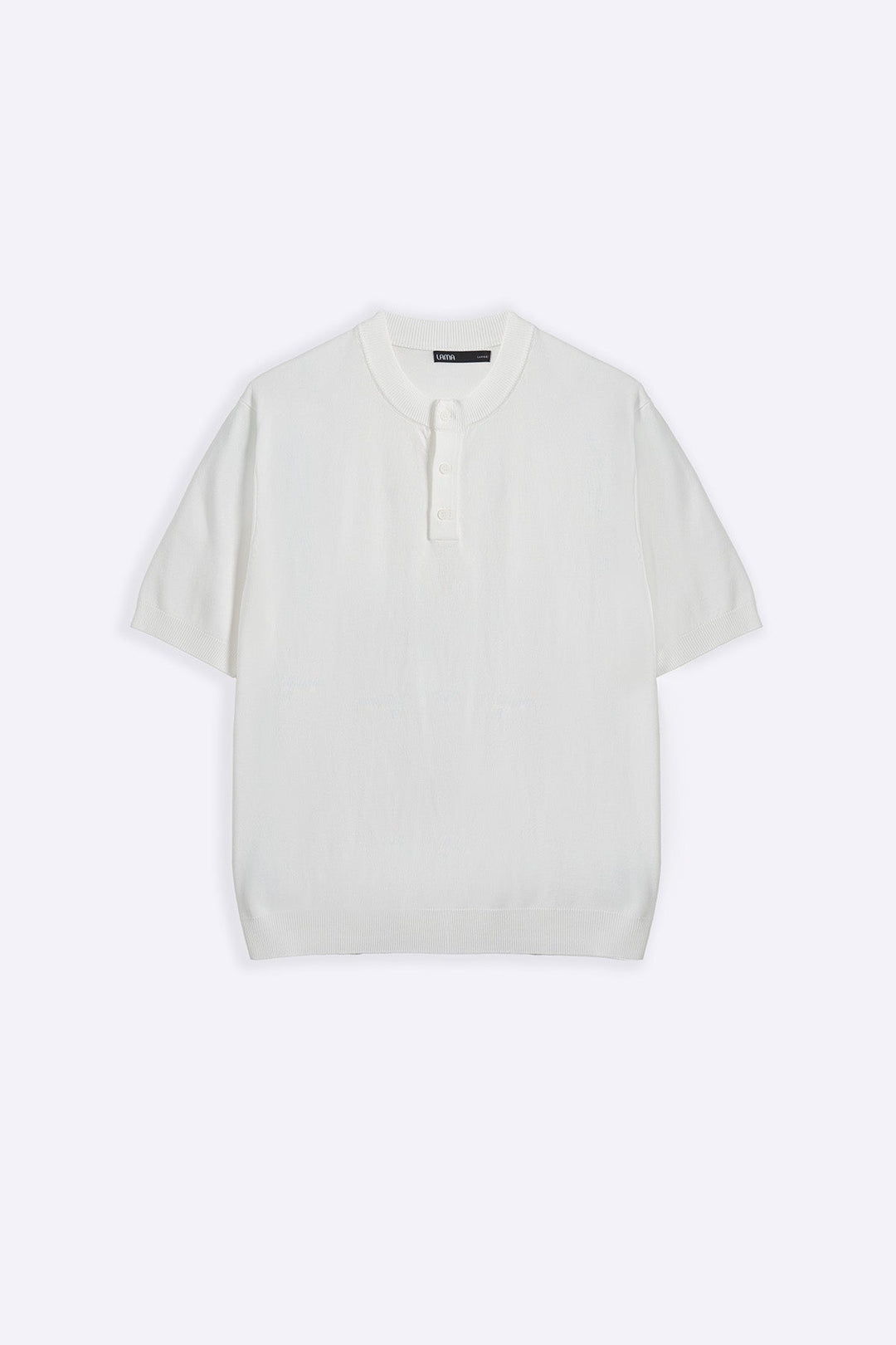 WHITE SOFT KNIT HENLEY SHIRT