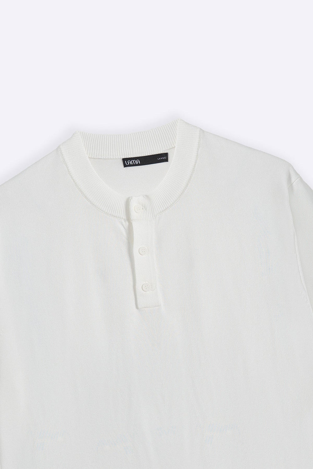 WHITE SOFT KNIT HENLEY SHIRT