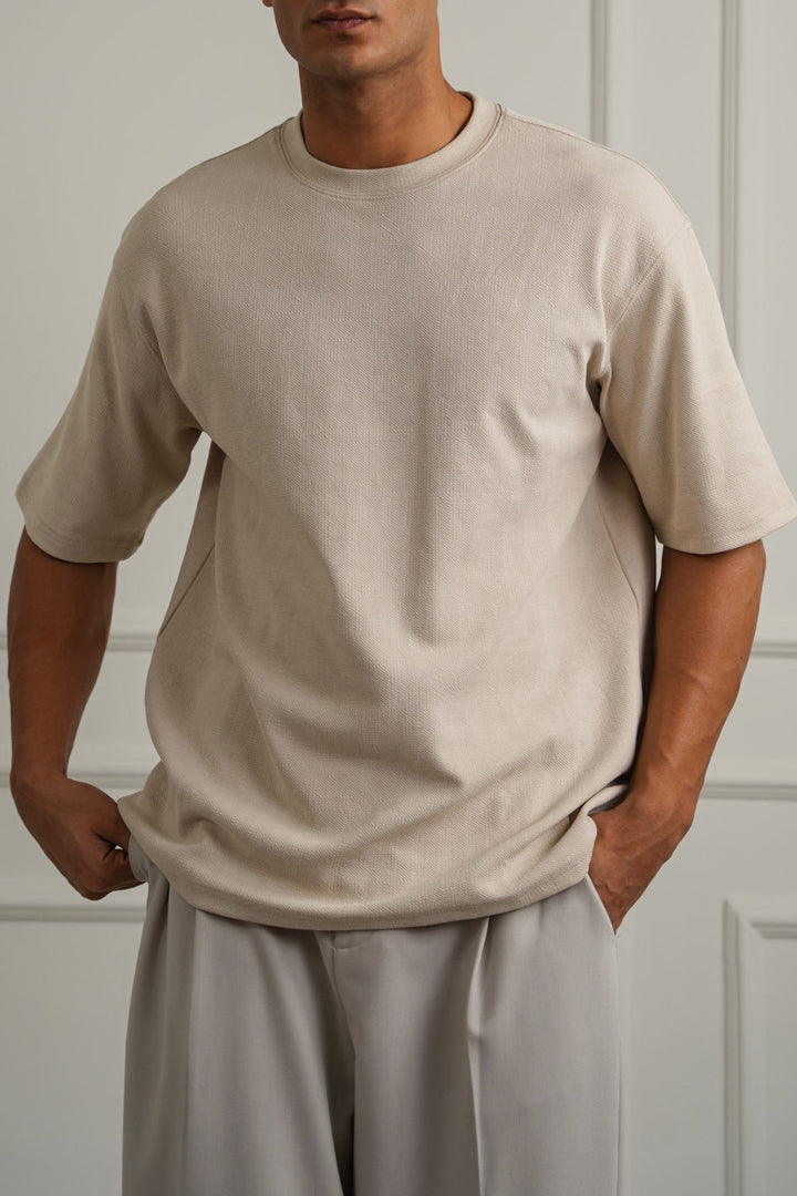 BEIGE CLASSIC TEXTURED TEE
