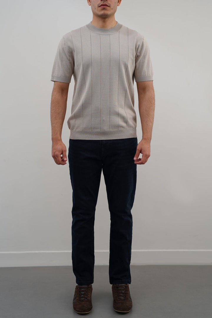 BEIGE DROP NEEDLE TEE
