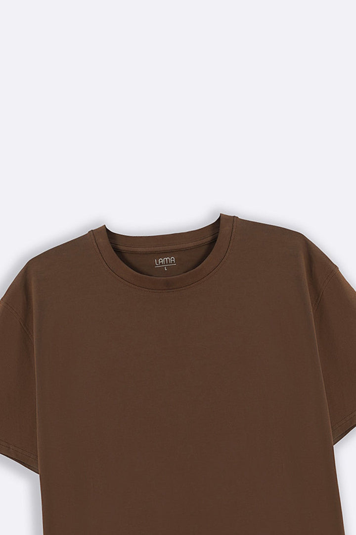 BROWN ESSENTIAL CREW NECK TEE