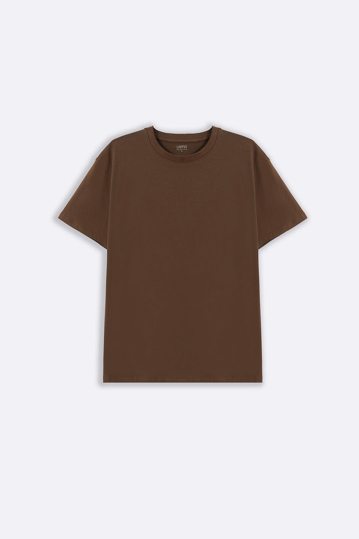 BROWN ESSENTIAL CREW NECK TEE