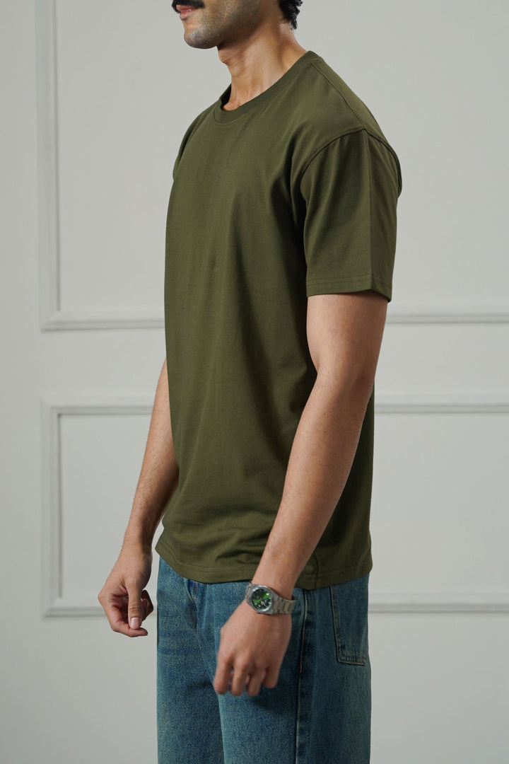 DARK OLIVE ESSENTIAL CREW NECK TEE