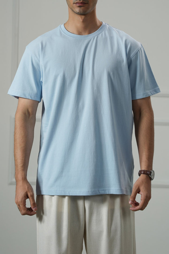 LIGHT BLUE ESSENTIAL CREW NECK TEE