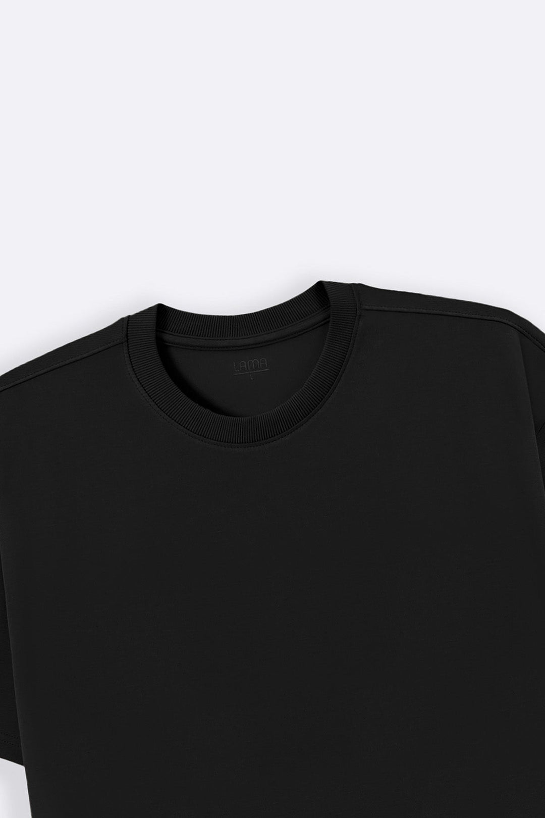 BLACK BASIC RIBBED TEE