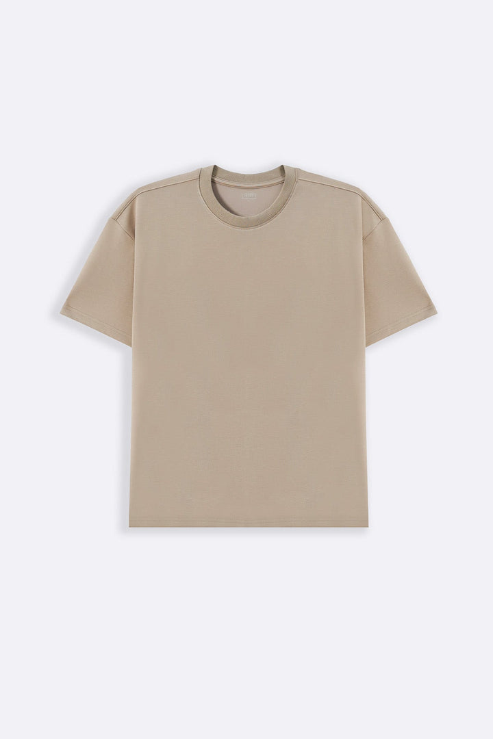 KHAKI BASIC RIBBED TEE