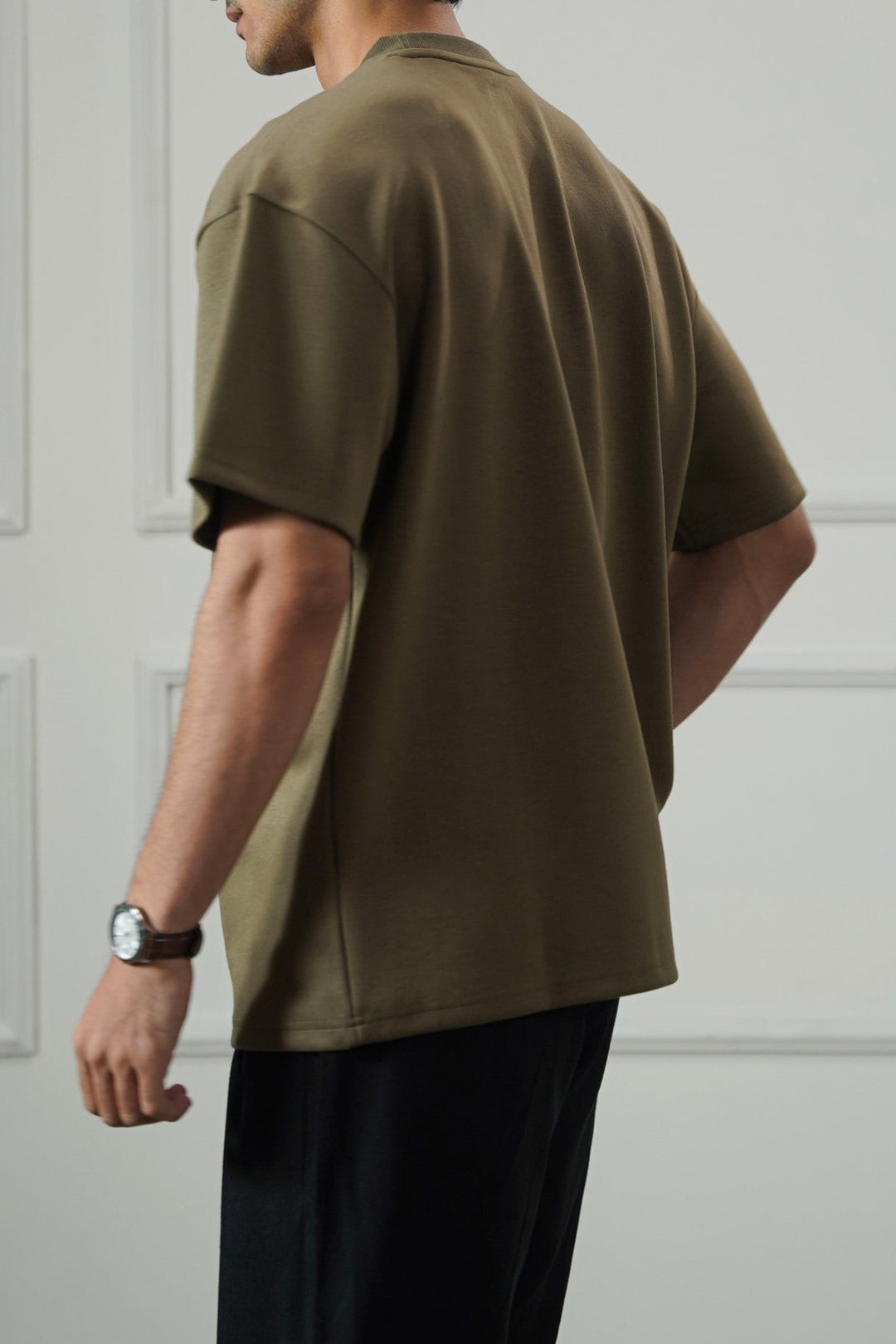 OLIVE BASIC RIBBED TEE