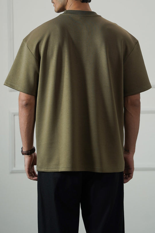 OLIVE BASIC RIBBED TEE