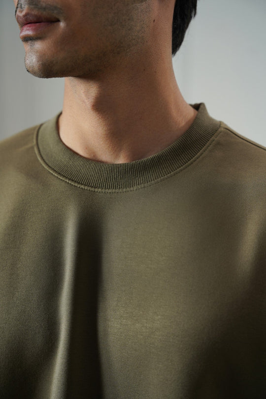 OLIVE BASIC RIBBED TEE