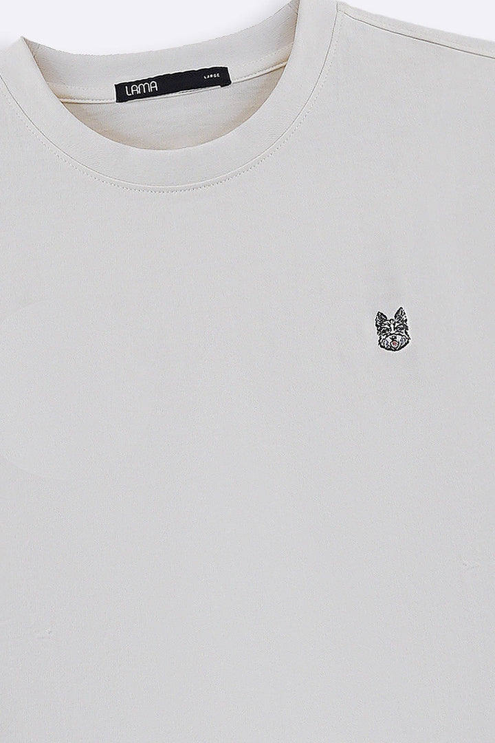 WHITE EMBROIDERED LOGO TEE