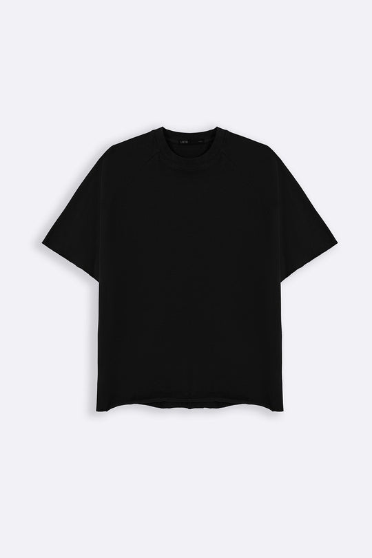 BLACK RAGLAN COTTON TEE