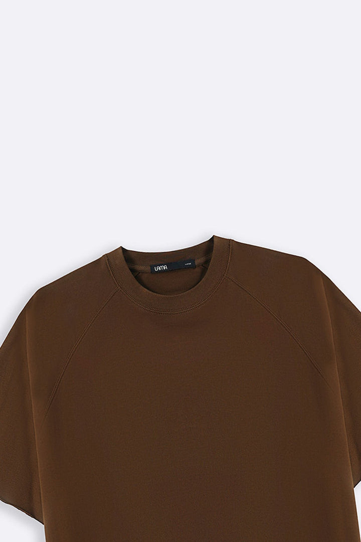 BROWN RAGLAN COTTON TEE