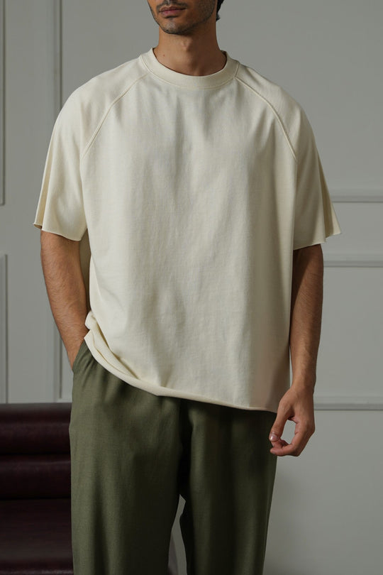 IVORY RAGLAN COTTON TEE