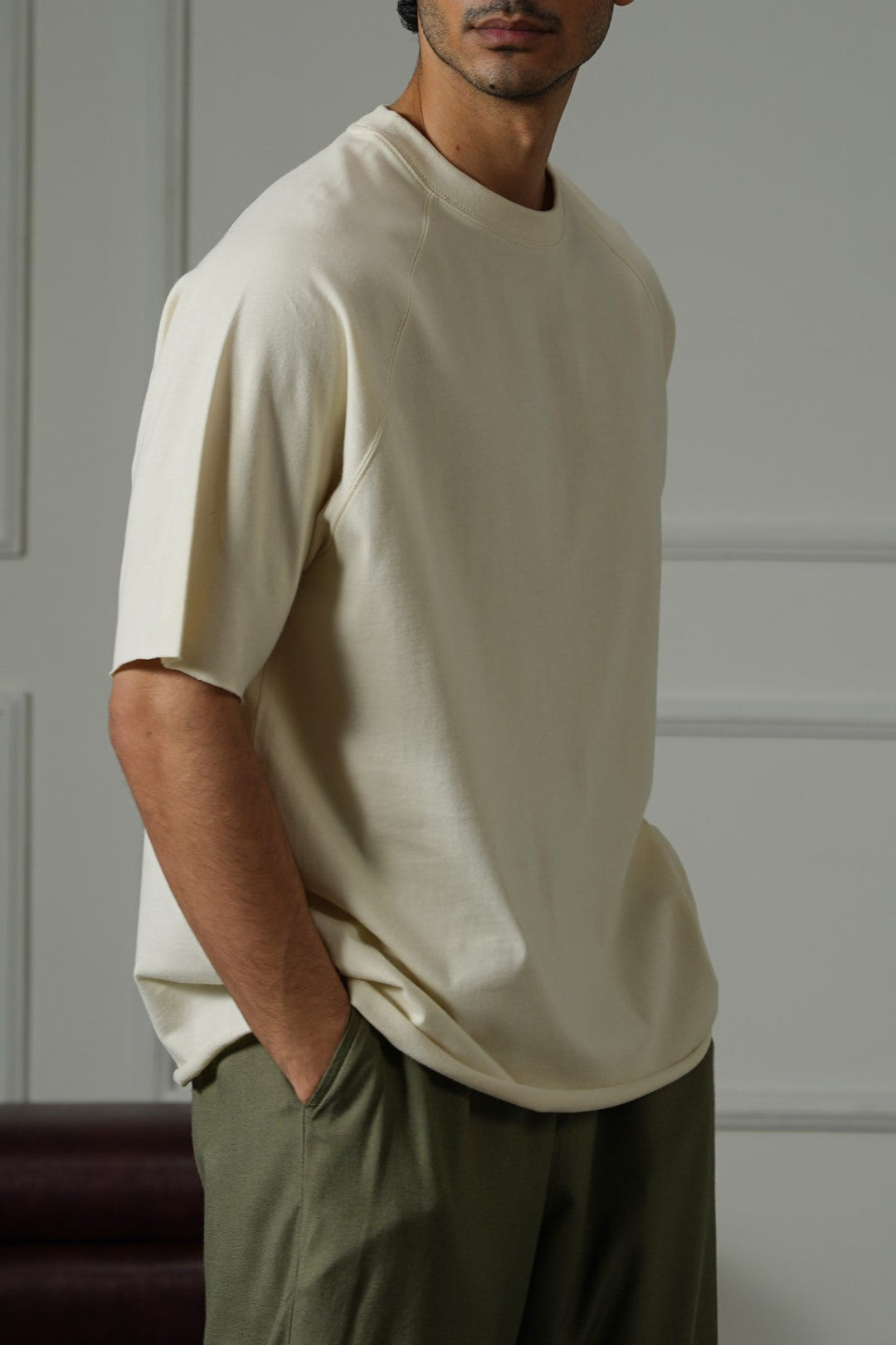 IVORY RAGLAN COTTON TEE