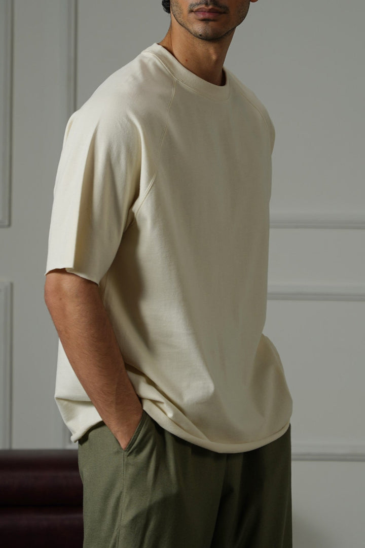 IVORY RAGLAN COTTON TEE