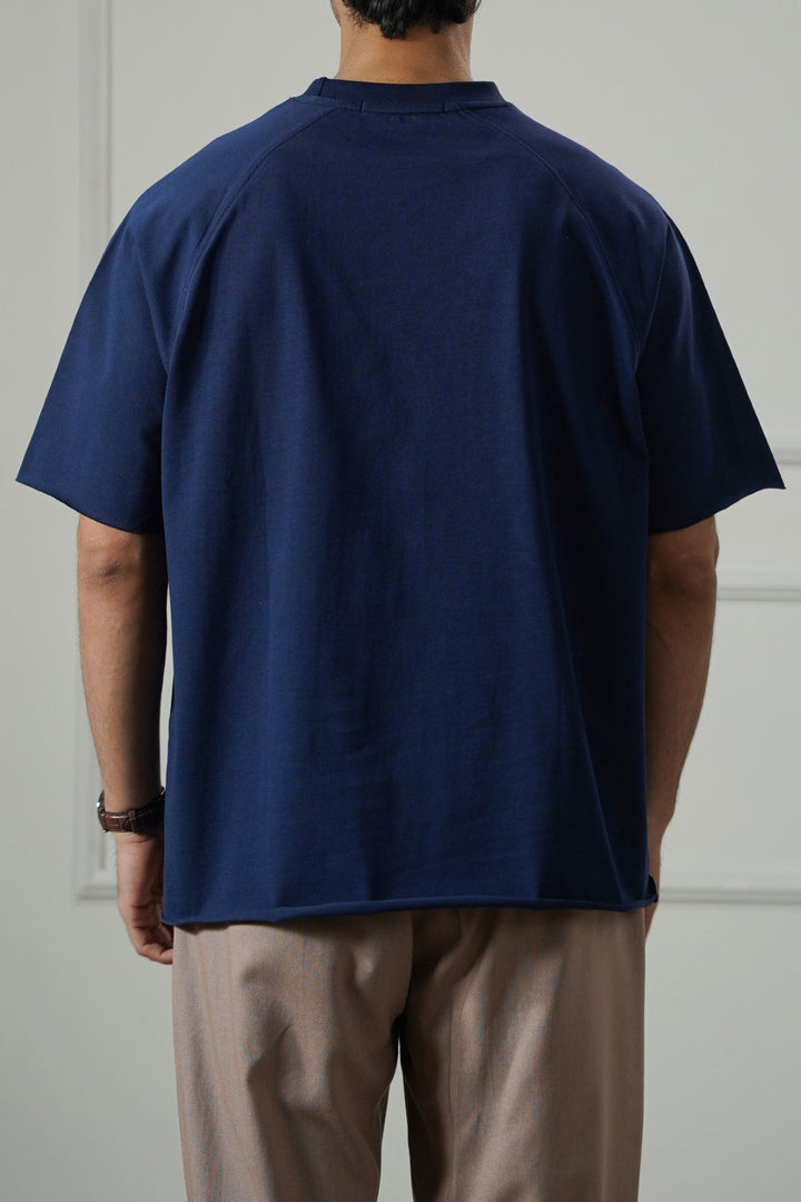 NAVY RAGLAN COTTON TEE