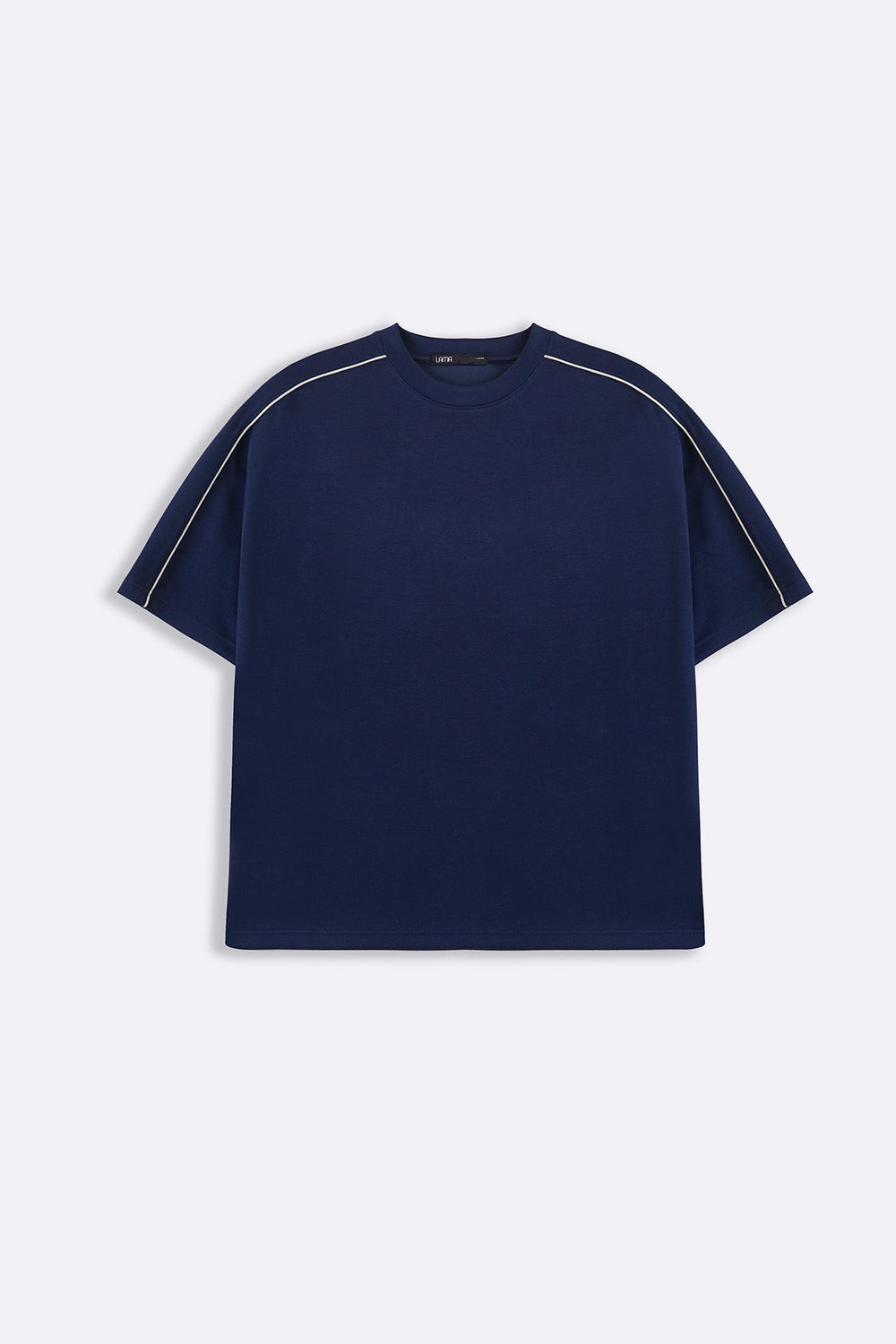 NAVY STRIPED SHOULDER TEE