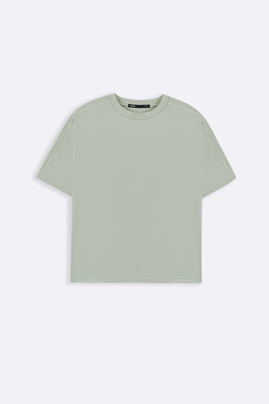 PASTEL GREEN STRIPED SHOULDER TEE