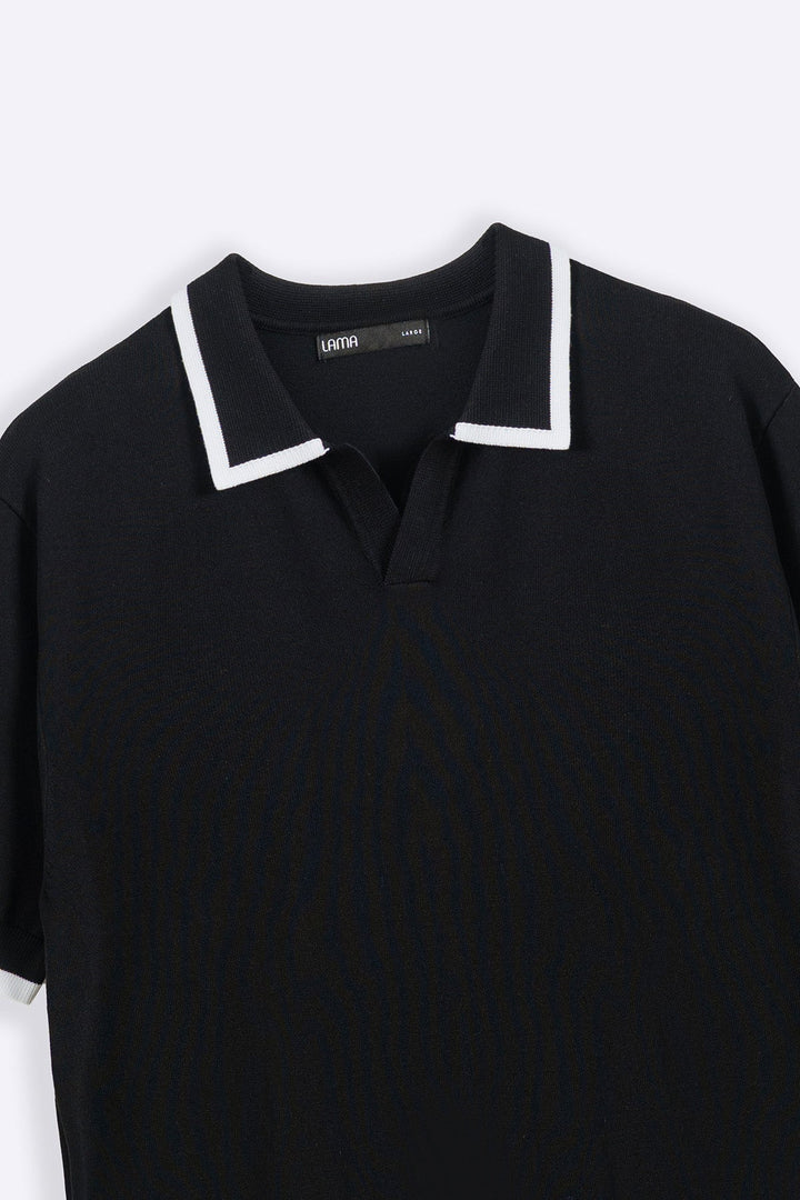 BLACK EASY KNIT POLO