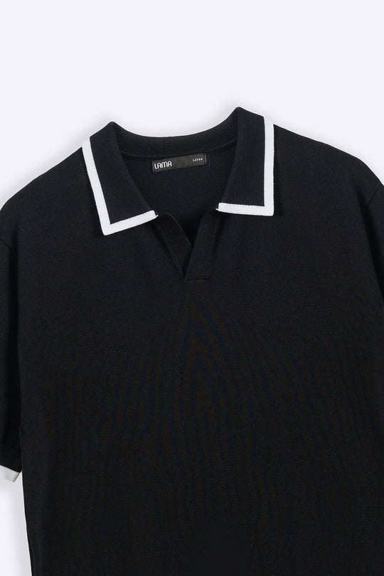 BLACK EASY KNIT POLO