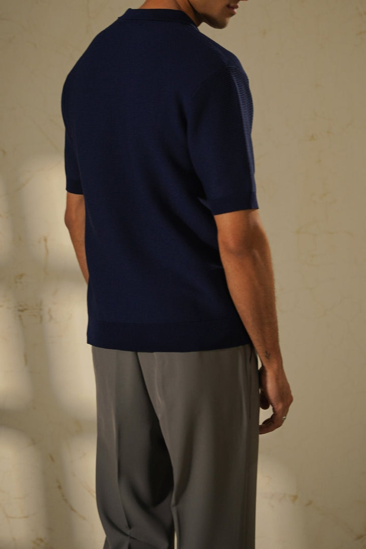NAVY TEXTURED POLO