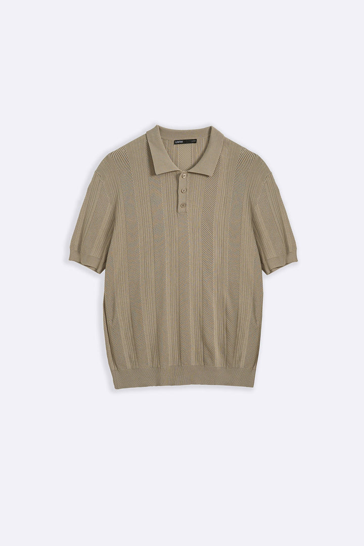 BEIGE SHEER KNIT POLO