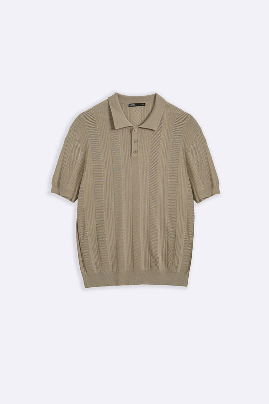 BEIGE SHEER KNIT POLO
