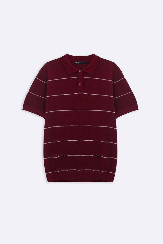 MAROON STRIPED POLO
