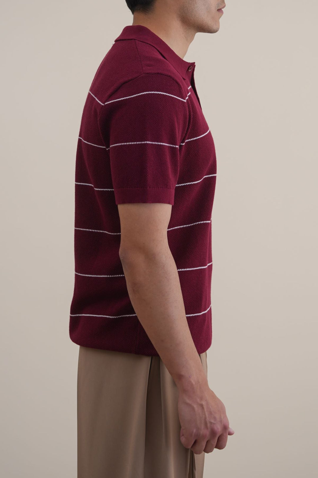 MAROON STRIPED POLO