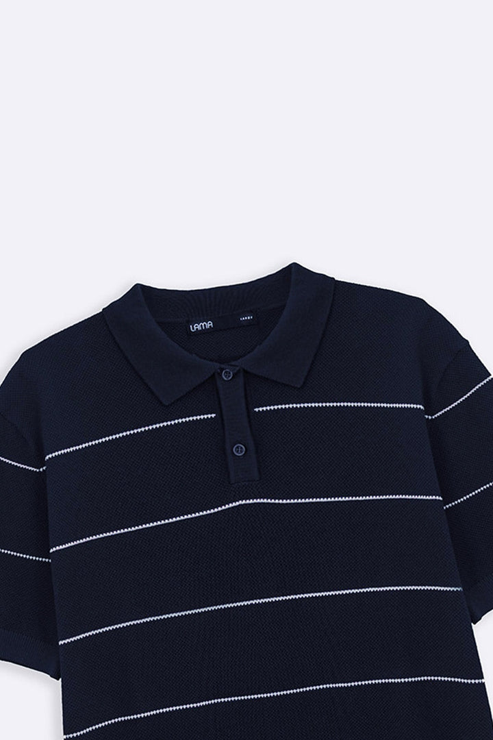 NAVY STRIPED POLO