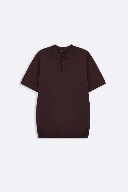 DARK BROWN CASUAL STRIPED TEE