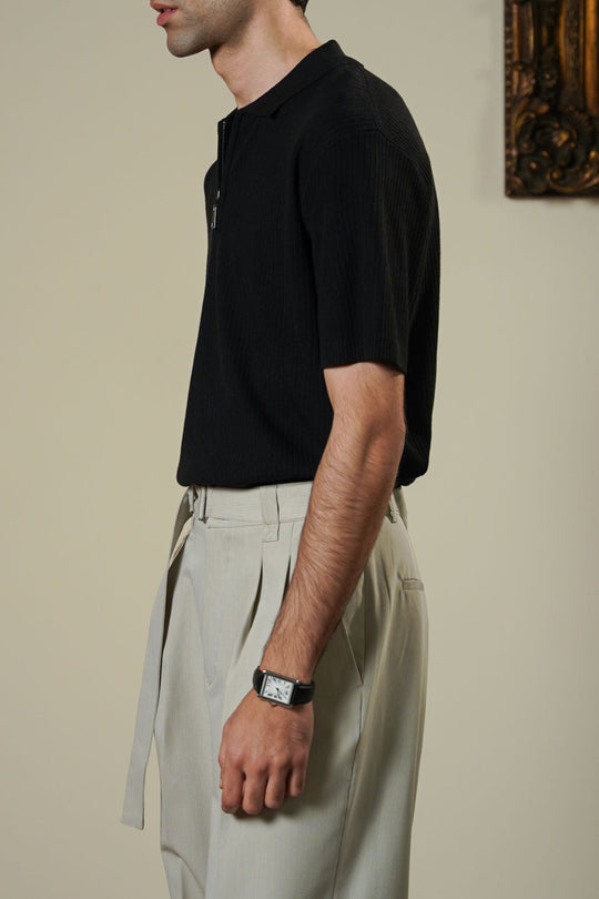 BLACK SOFT WEAVE POLO