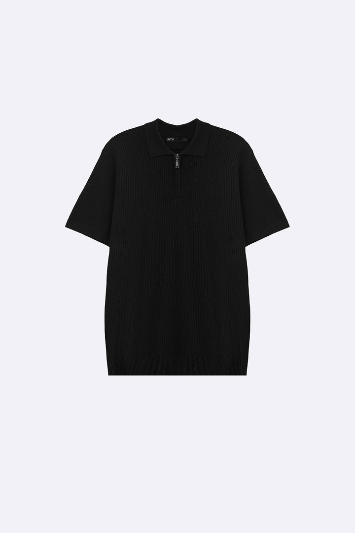 BLACK SOFT WEAVE POLO