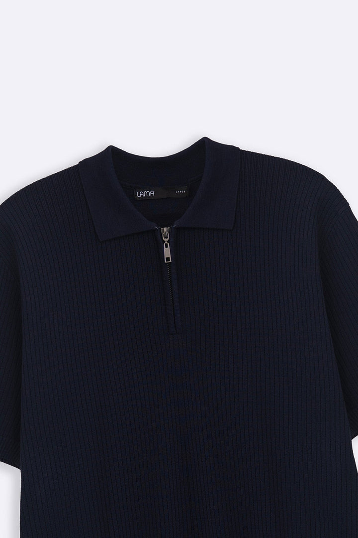 BLACK SOFT WEAVE POLO