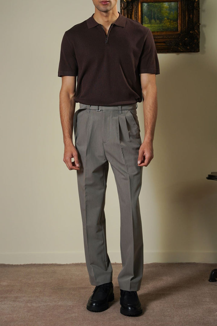 DARK BROWN SOFT WEAVE POLO