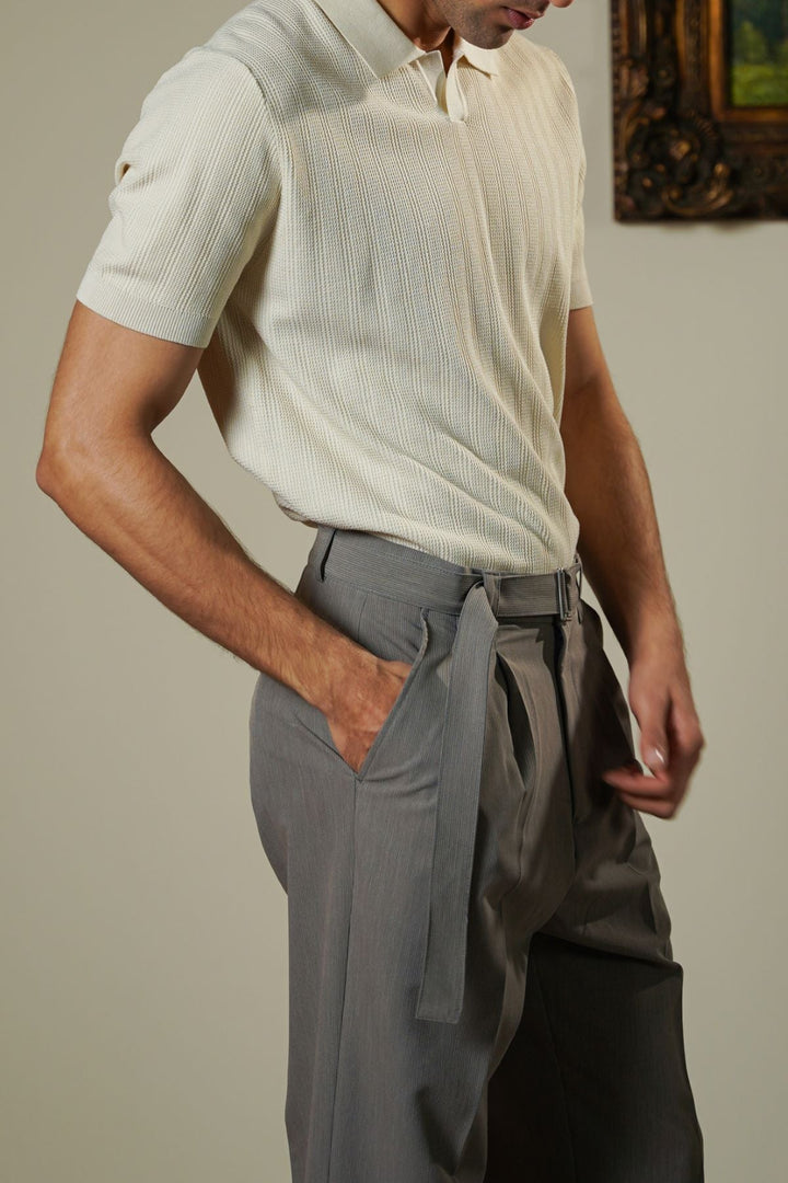 CREAM LUXE KNIT POLO