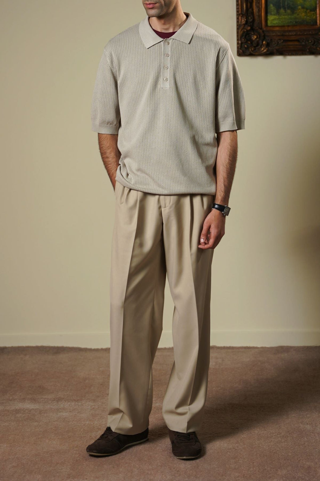 BEIGE TEXTURED POLO