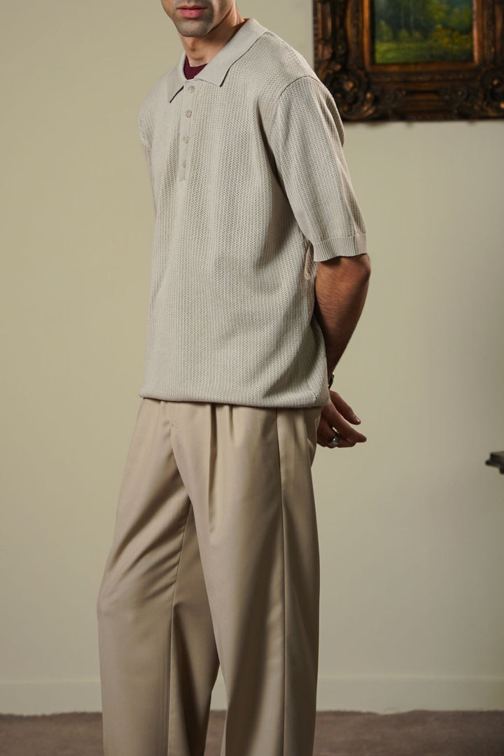 BEIGE TEXTURED POLO