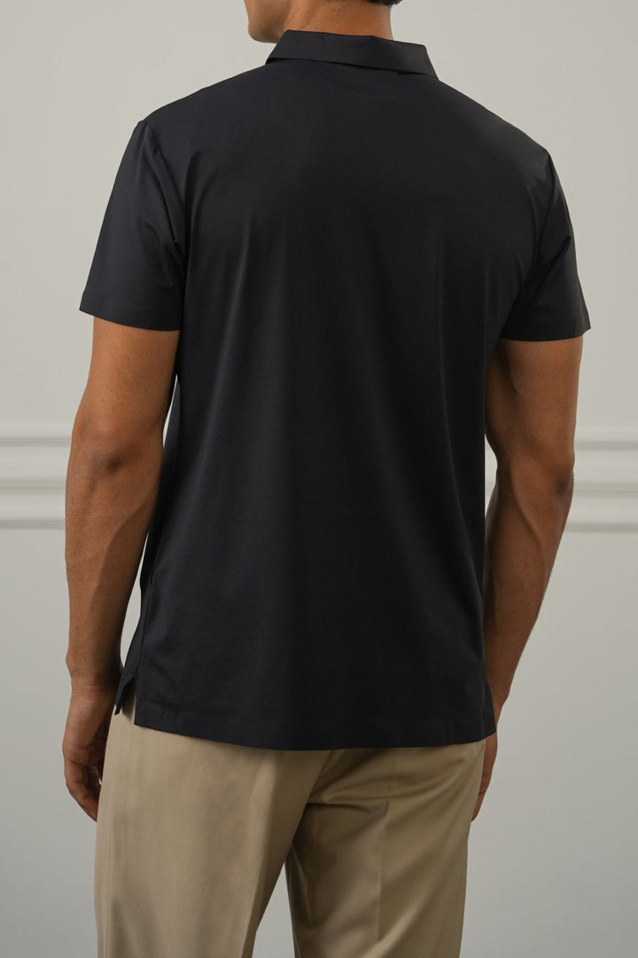 BLACK SEAMLESS POLO